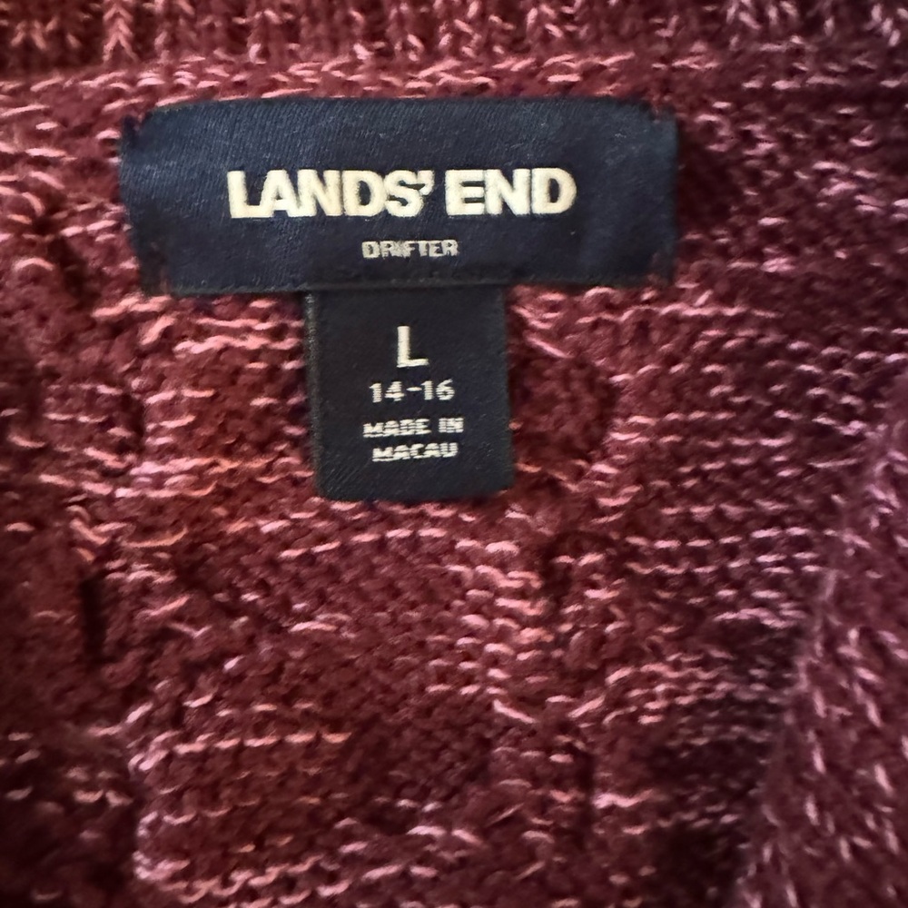 Lands End Women's Burgundy Cardigan Grandpa Sweater - Picture 10 of 15